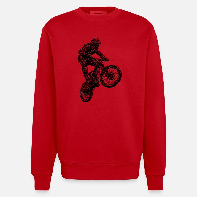 Cooler Radfahrer Springender Mountainbiker - Heavyweight Oversized Organic Crew Neck Made in EU - Rot