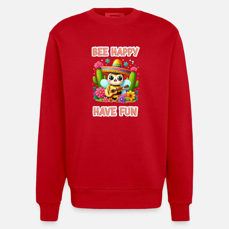 Bee Happy - Amusez-vous 2 - Sweat bio épais oversize fabriqué en UE - rouge