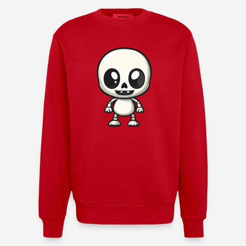 Zombie Halloween Skeleton Comic - Heavyweight Oversized Organic Crew Neck Made in EU - red