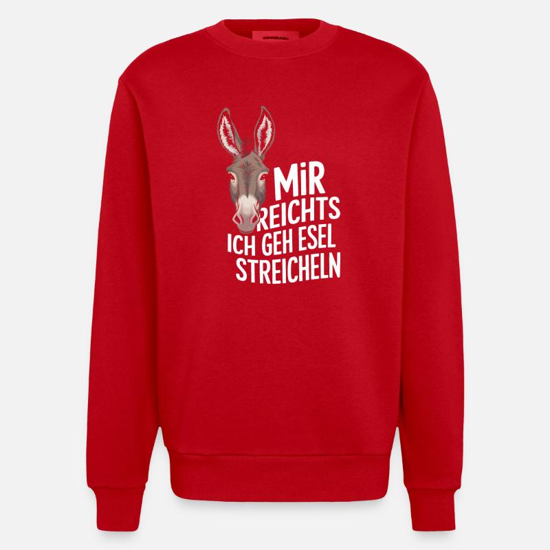 Esel Eselchen Maultier Muli - Heavyweight Oversized Organic Crew Neck Made in EU - Rot