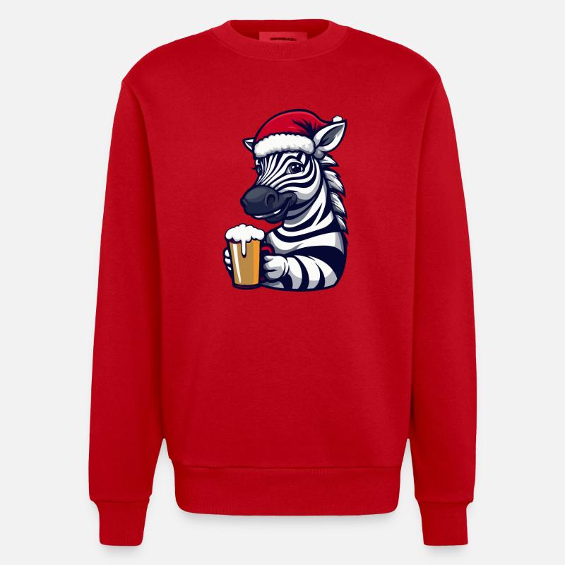 Bière de Noël Zebra - Sweat bio épais oversize fabriqué en UE - rouge