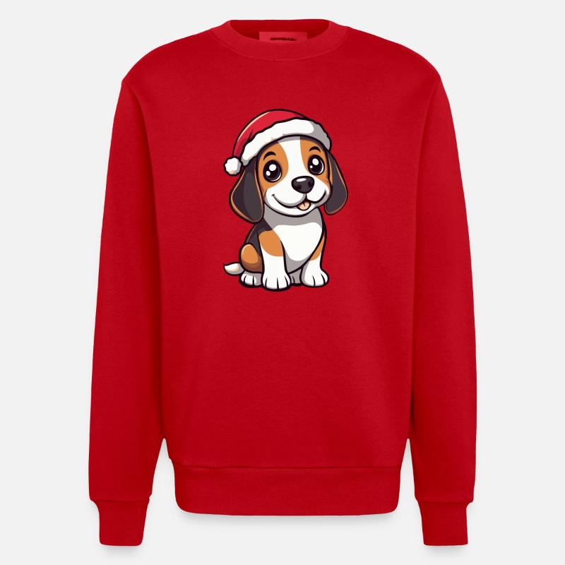 Beagle chien Noël mignon - Sweat bio épais oversize fabriqué en UE - rouge