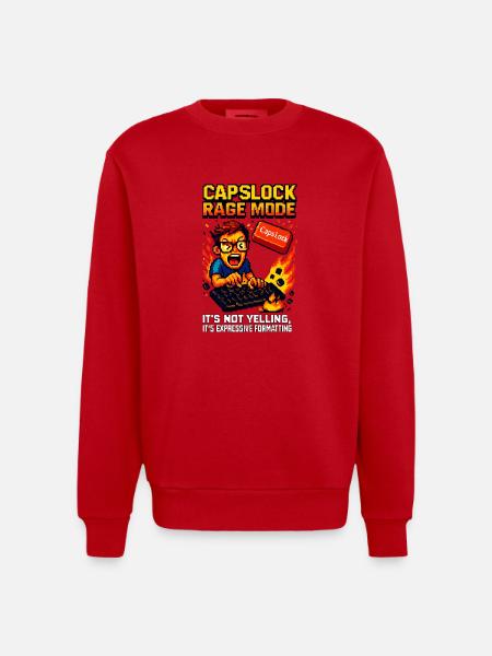Capslock Rage Mode - Heavyweight Oversized Organic Crew Neck Made in EU - red