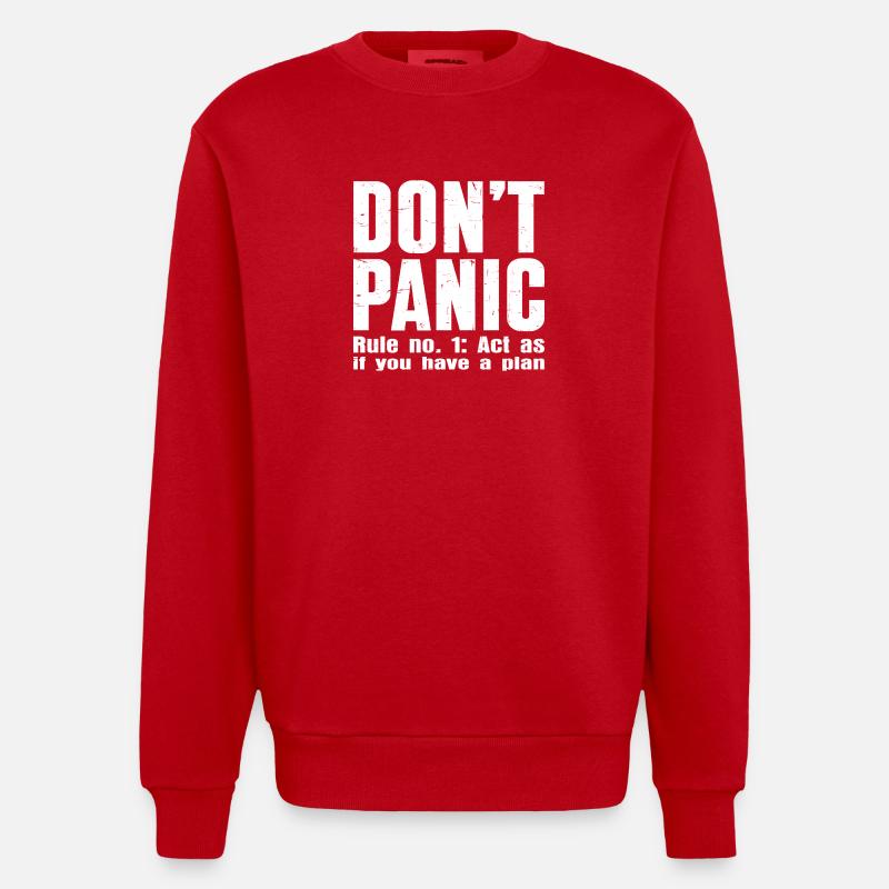 Keine Panik – Vertraulichkeitsmodus: EIN - Heavyweight Oversized Organic Crew Neck Made in EU - Rot