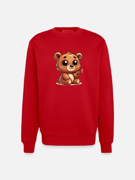 Bear - Heavyweight Oversized Organic Crew Neck Made in EU - red