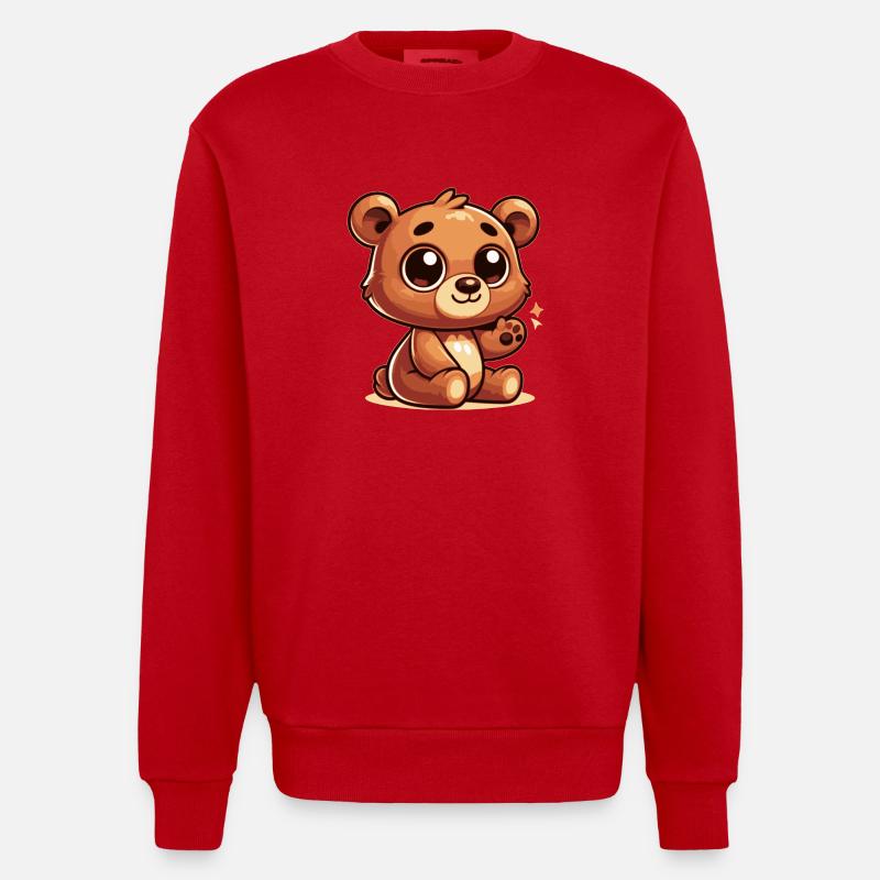Bear - Heavyweight Oversized Organic Crew Neck Made in EU - red