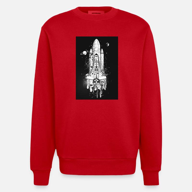 Fantasievolles Space Shuttle im Graffiti Stil - Heavyweight Oversized Organic Crew Neck Made in EU - Rot