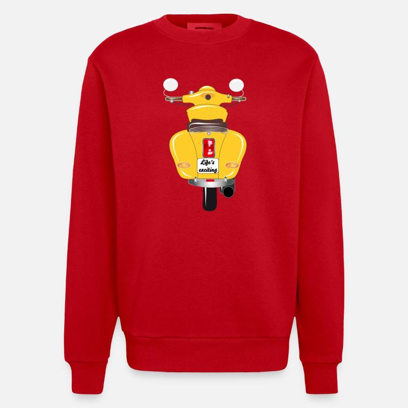 sonnengelber Roller mit aufregendem Kennzeichen - Heavyweight Oversized Organic Crew Neck Made in EU - Rot