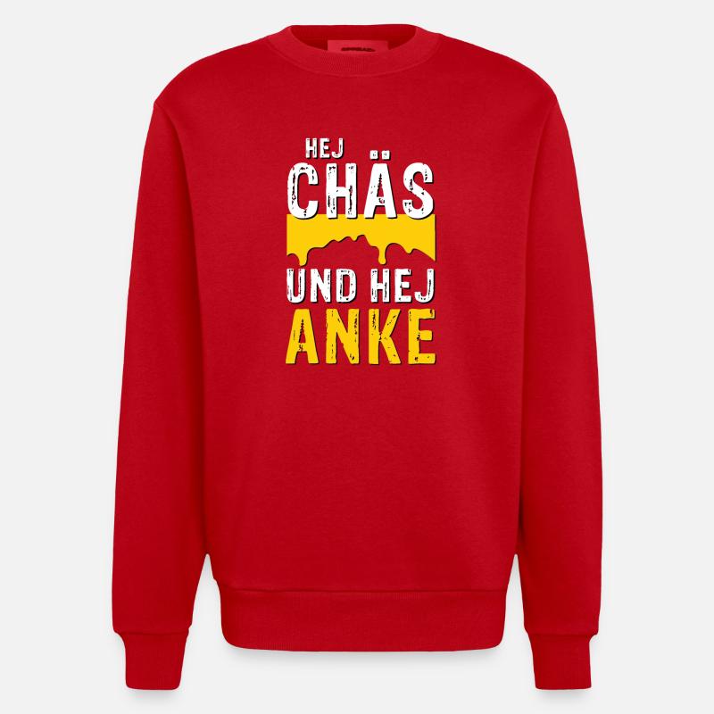 Hej Chäs und hej Anke - Heavyweight Oversized Organic Crew Neck Made in EU - Rot