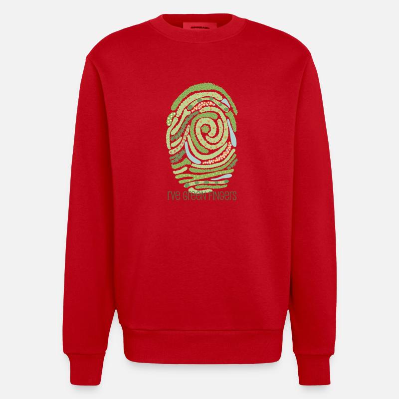 Empreinte digitale du jardin - Sweat bio épais oversize fabriqué en UE - rouge