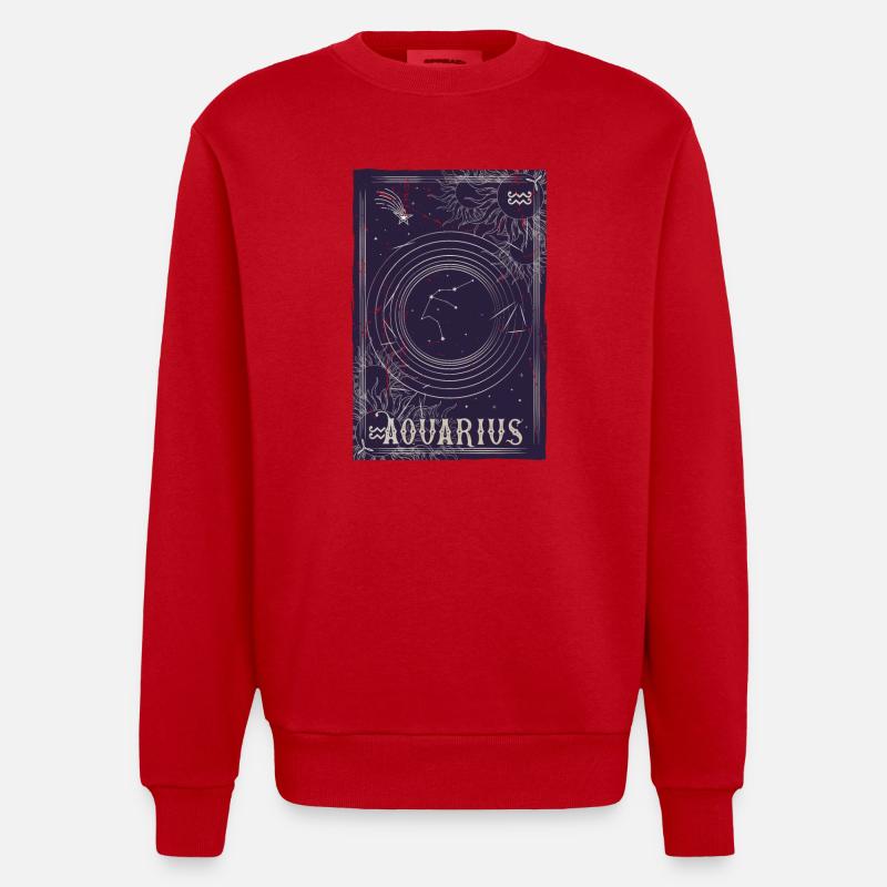 Wassermann Sternbild Ring Nachthimmel - Heavyweight Oversized Organic Crew Neck Made in EU - Rot