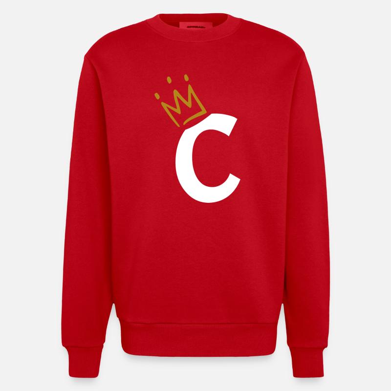 Lettre C - initiale lettre C - Sweat bio épais oversize fabriqué en UE - rouge