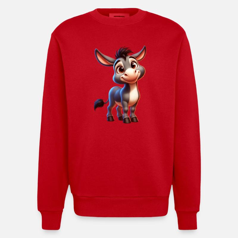 Esel Esel Schnuller Maultier - Heavyweight Oversized Organic Crew Neck Made in EU - Rot