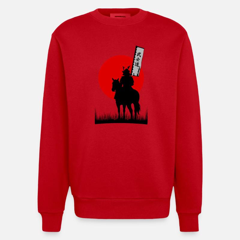 BUSHIDO, SAMURAI-KRIEGER-CODE | 8K SAUBERE SILHOUTTE - Heavyweight Oversized Organic Crew Neck Made in EU - Rot