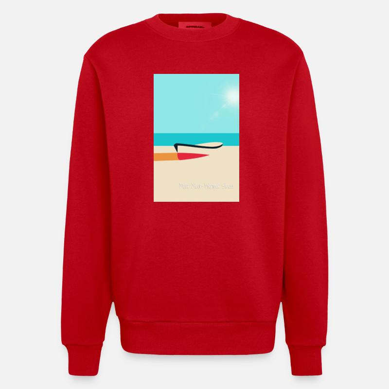 Plus de stress sans mer - Sweat bio épais oversize fabriqué en UE - rouge