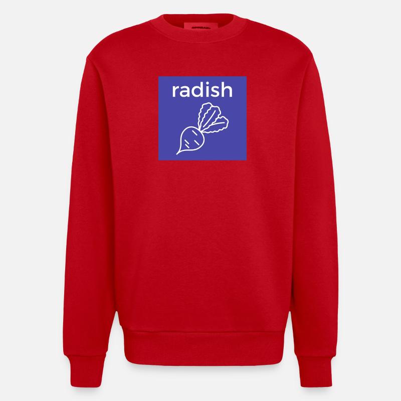 Radieschen Linienstil auf Blau - Heavyweight Oversized Organic Crew Neck Made in EU - Rot