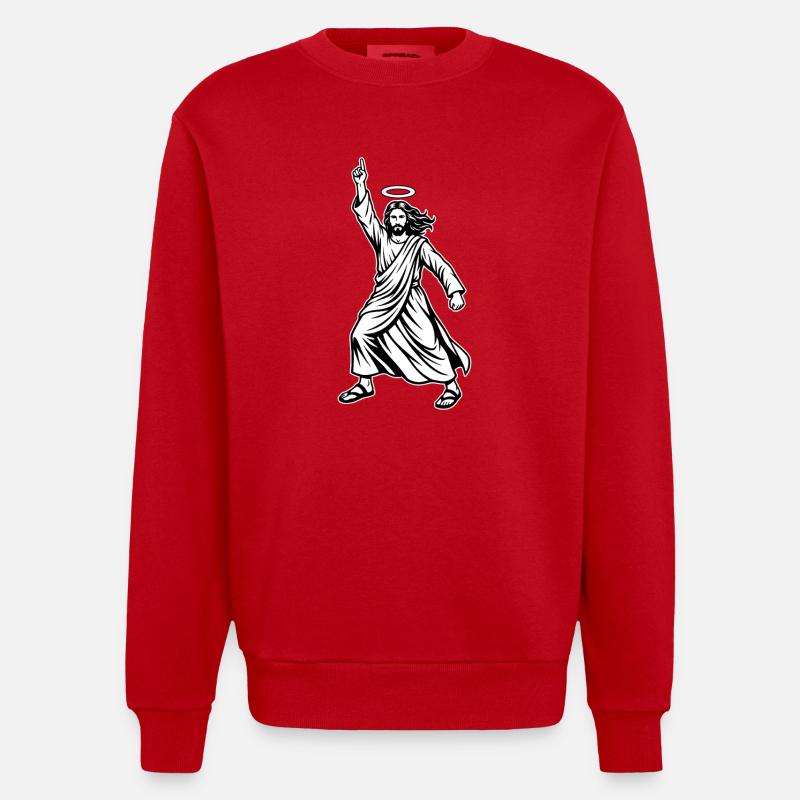 Dancing Jesus - Mème disco drôle - Sweat bio épais oversize fabriqué en UE - rouge