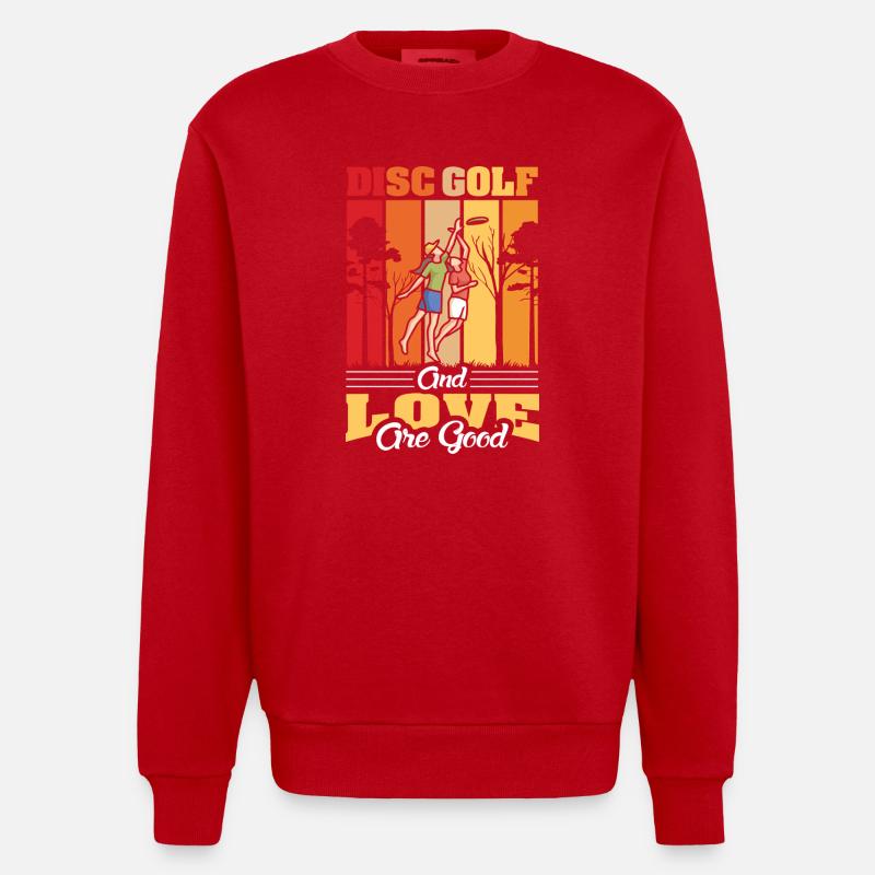 Disc Golf Geschenke Discgolf - Heavyweight Oversized Organic Crew Neck Made in EU - Rot