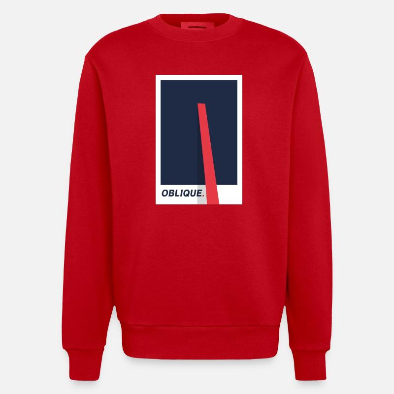 Oblique. Modern Typography Statement - Heavyweight Oversized Organic Crew Neck Made in EU - red