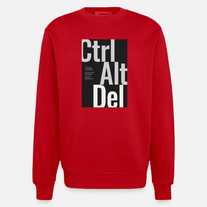 CTRL ALT DEL – Typography Poster Minimal Design - Heavyweight Oversized Organic Crew Neck Made in EU - red