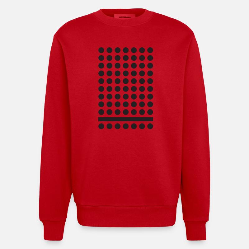 Monochrome Dot Grid Pattern - Heavyweight Oversized Organic Crew Neck Made in EU - red