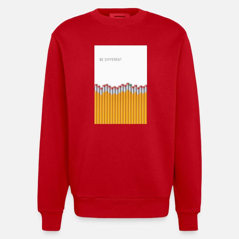 Be Different Minimalist Statement Design - Heavyweight Oversized Organic Crew Neck Made in EU - red