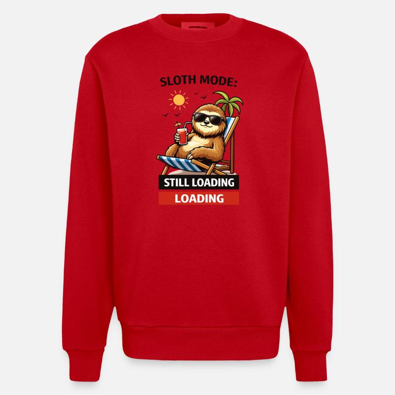 Sloth Mode: Still Loading - Heavyweight Oversized Organic Crew Neck Made in EU - red