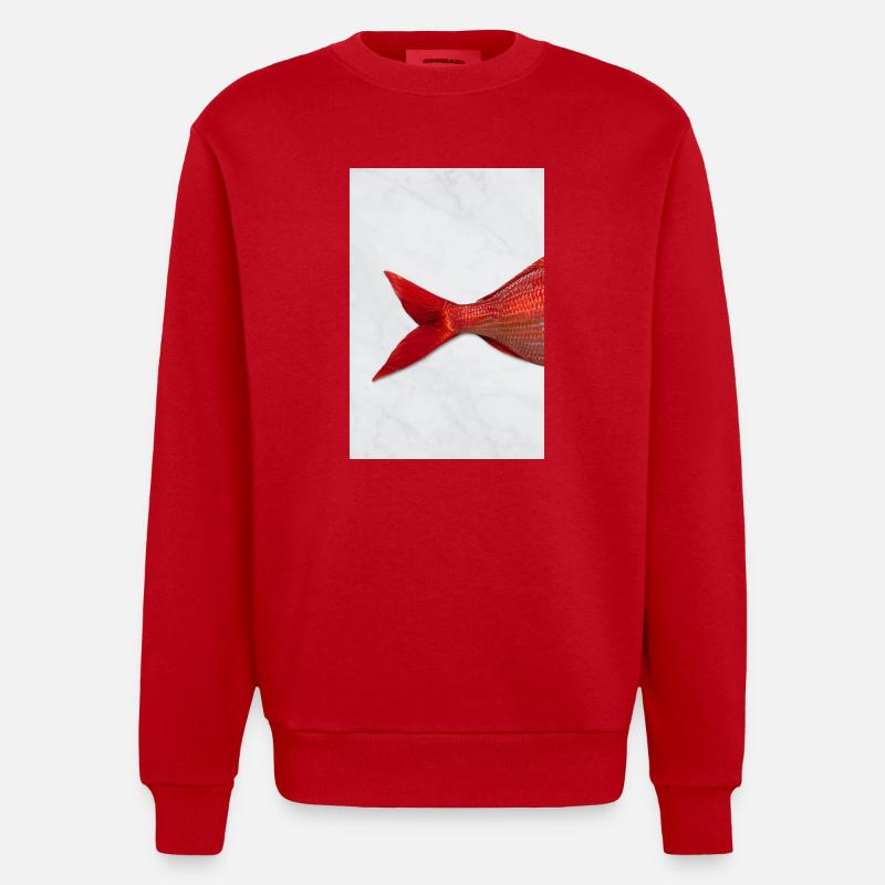 Red Fish Minimal Art Design - Sweat bio épais oversize fabriqué en UE - rouge