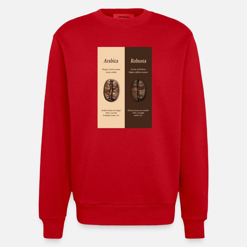 Arabica vs Robusta Coffee Guide Poster - Heavyweight Oversized Organic Crew Neck Made in EU - Rot