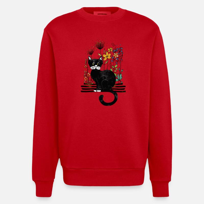 chat - Sweat bio épais oversize fabriqué en UE - rouge