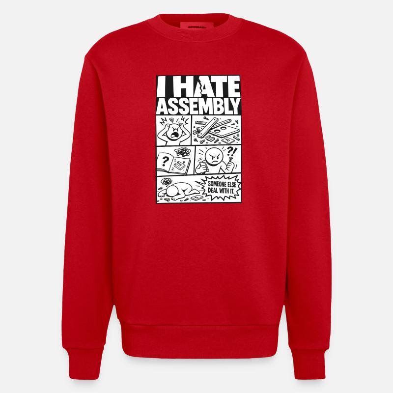 I Hate Assembly Instructions - Heavyweight Oversized Organic Crew Neck Made in EU - red