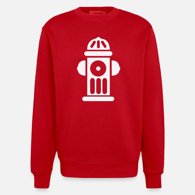 Feuerhydrant Silhouette Linienminimal - Heavyweight Oversized Organic Crew Neck Made in EU - Rot