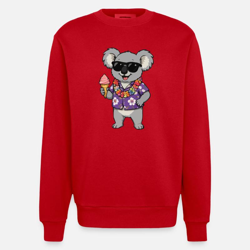 Koala Hawaii Eis - Heavyweight Oversized Organic Crew Neck Made in EU - Rot