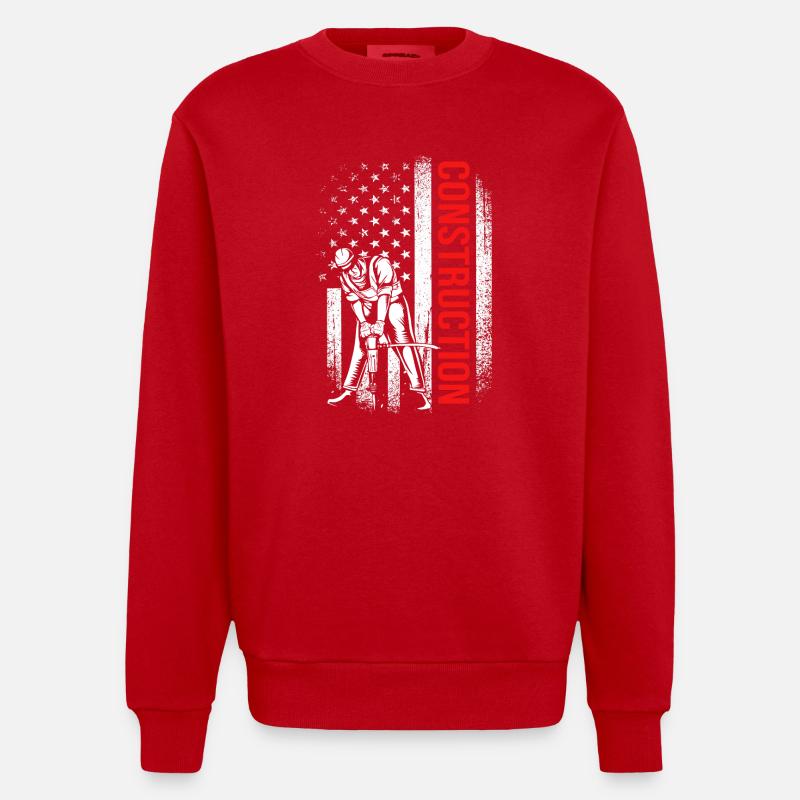 Chantier de construction - Sweat bio épais oversize fabriqué en UE - rouge