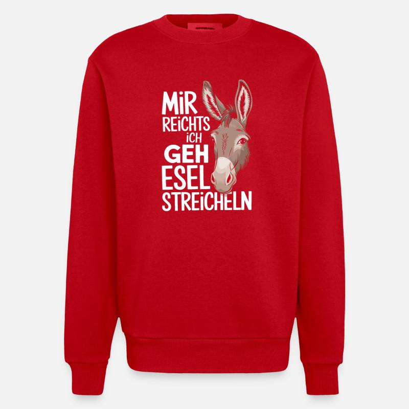Esel Eselchen Maultier Muli - Heavyweight Oversized Organic Crew Neck Made in EU - Rot