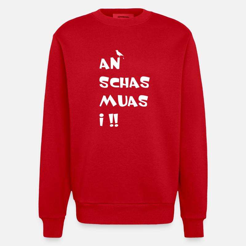 An Schas muas i - Heavyweight Oversized Organic Crew Neck Made in EU - Rot
