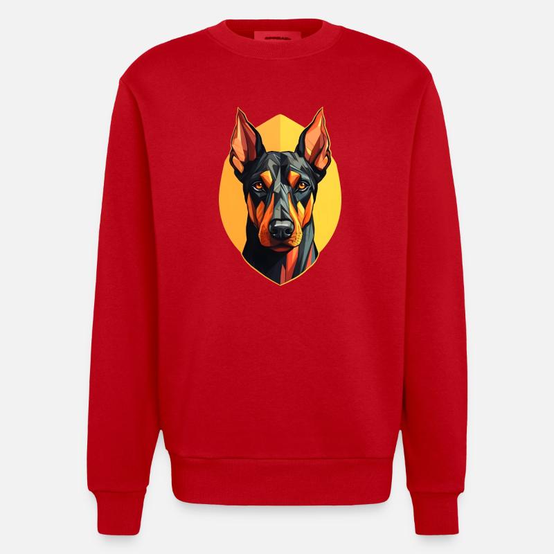 Dobermannhalter cooler Dobermann - Heavyweight Oversized Organic Crew Neck Made in EU - Rot