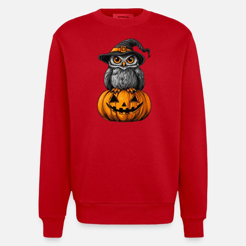 Lustige Halloween Eule - Heavyweight Oversized Organic Crew Neck Made in EU - Rot