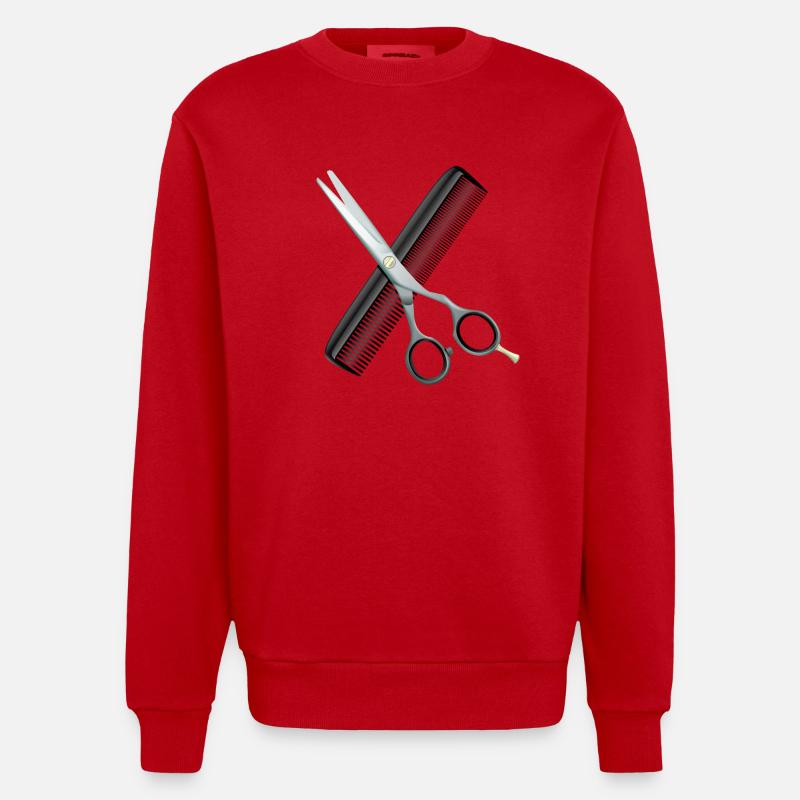 Ciseaux de coiffure avec peigne - Sweat bio épais oversize fabriqué en UE - rouge