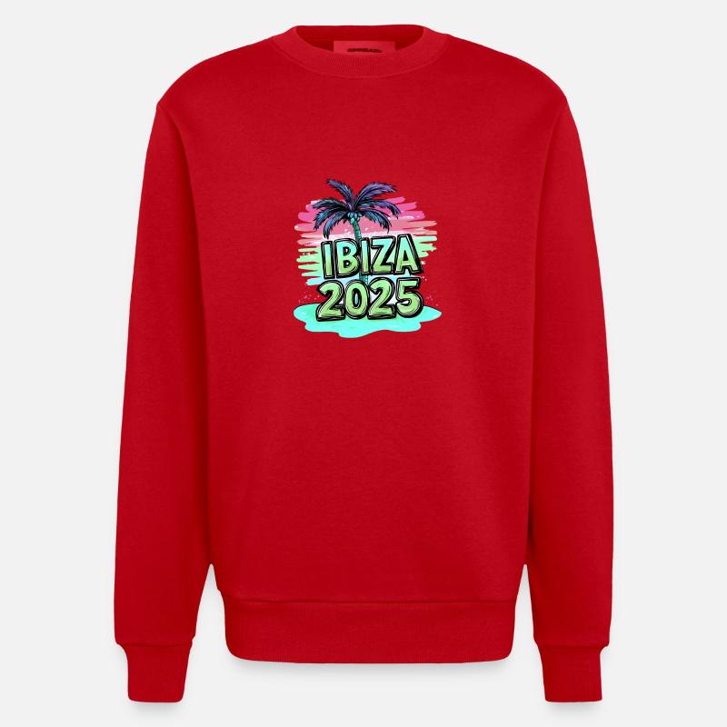 Plage d’Ibiza 2025 - Sweat bio épais oversize fabriqué en UE - rouge