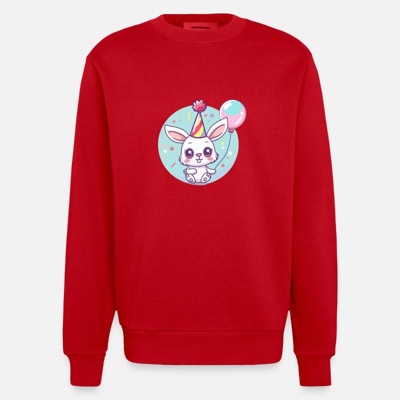 Lapin Anniversaire Bébé - Sweat bio épais oversize fabriqué en UE - rouge