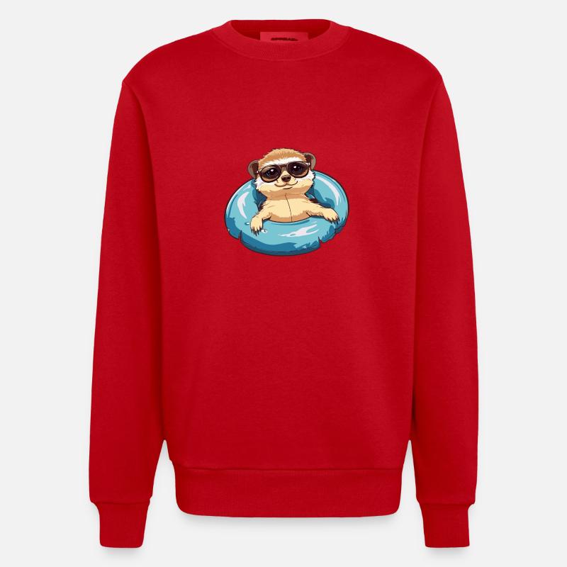 Erdmännchen Comic Cool - Heavyweight Oversized Organic Crew Neck Made in EU - Rot