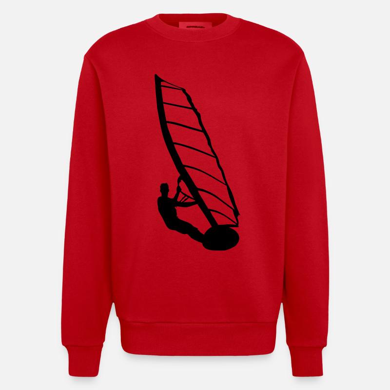 Windsurfer, Surfer, Wassersport, - Heavyweight Oversized Organic Crew Neck Made in EU - Rot