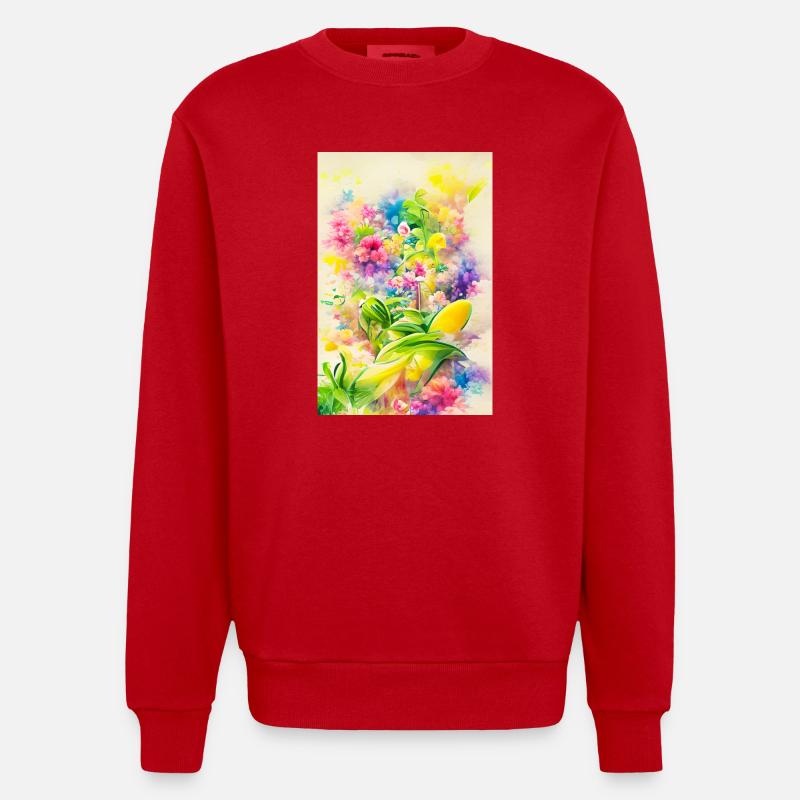 Art floral - Sweat bio épais oversize fabriqué en UE - rouge