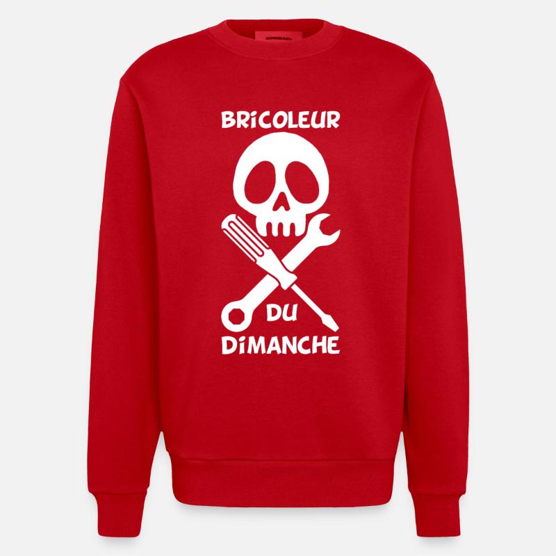 Bricoleur du dimanche (blanc) - Sweat bio épais oversize fabriqué en UE - rouge