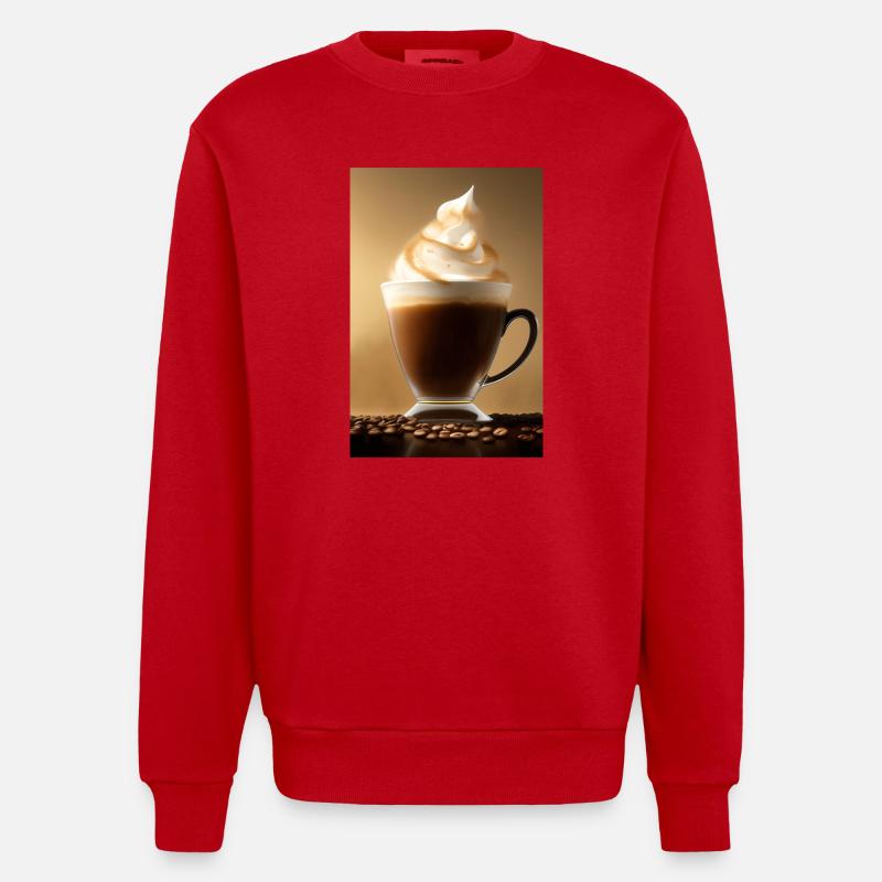 Kaffee, Kaffeebohnen - Heavyweight Oversized Organic Crew Neck Made in EU - Rot