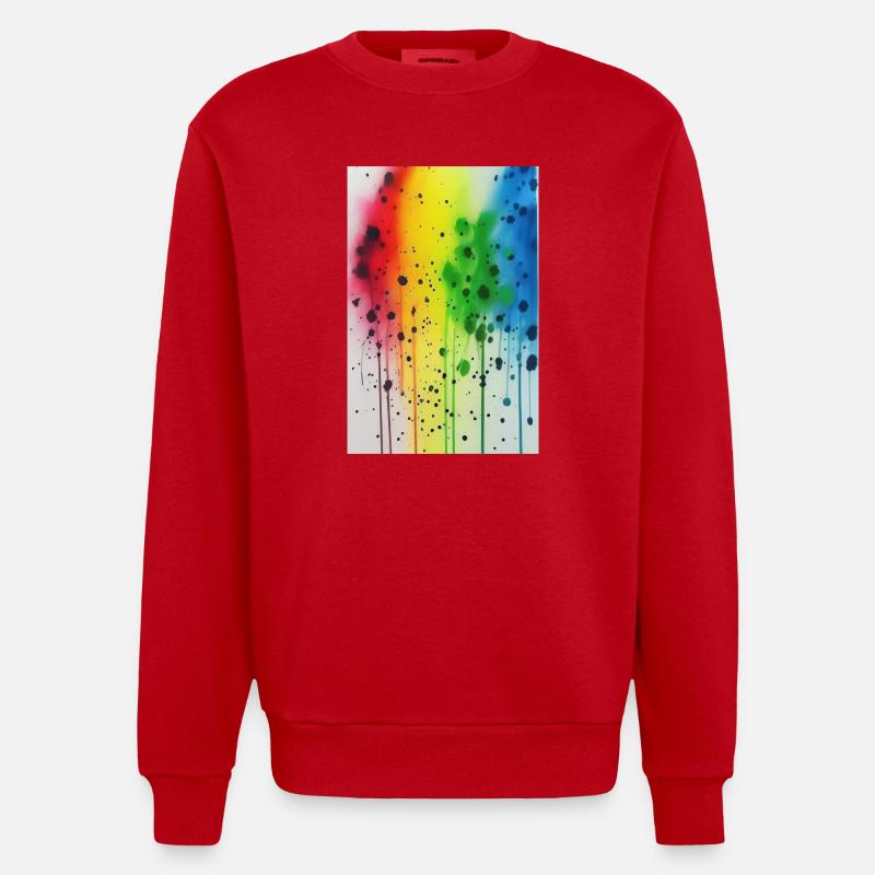 Farbspritzer - Heavyweight Oversized Organic Crew Neck Made in EU - Rot