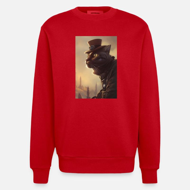 Herr Katze - Heavyweight Oversized Organic Crew Neck Made in EU - Rot