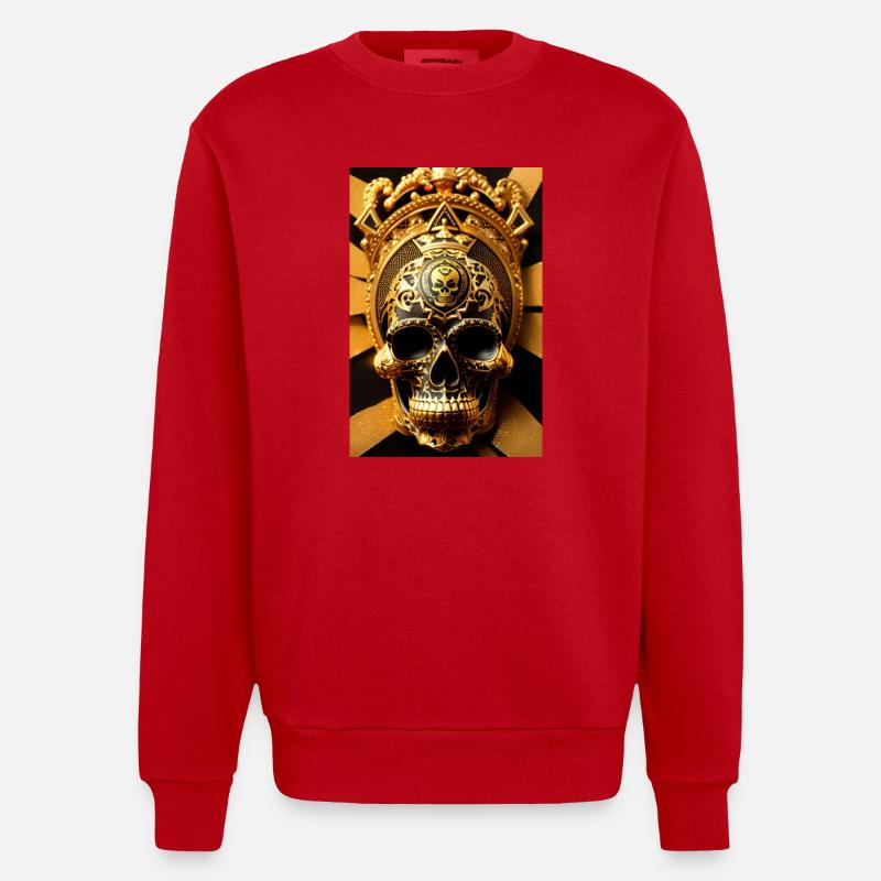 Maya-Schädel - Heavyweight Oversized Organic Crew Neck Made in EU - Rot