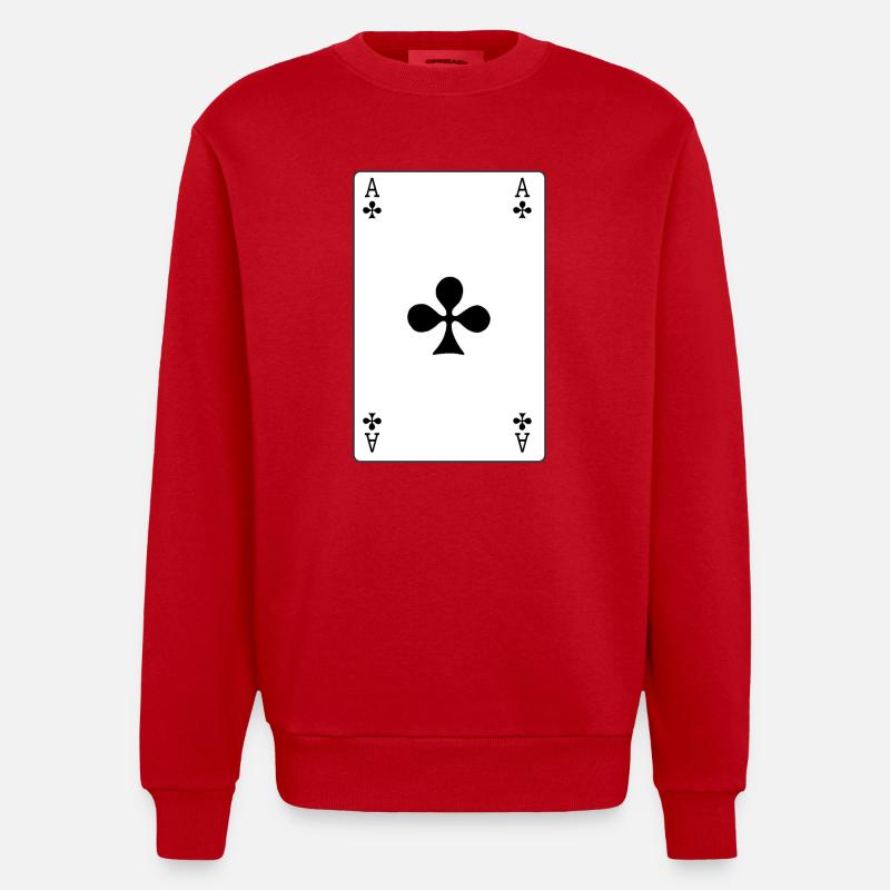 Carte à jouer As de Trèfle - Sweat bio épais oversize fabriqué en UE - rouge